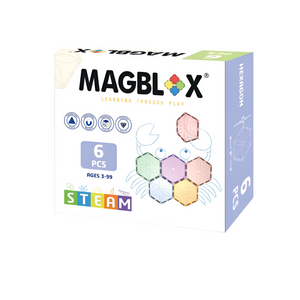 MAGBLOX® Magnetic Tiles | 6 Piece Pastel Colours Hexagon Set