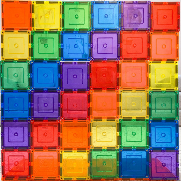 Learn & Grow Toys Magnetic Tiles | 36 Piece Small Square Set