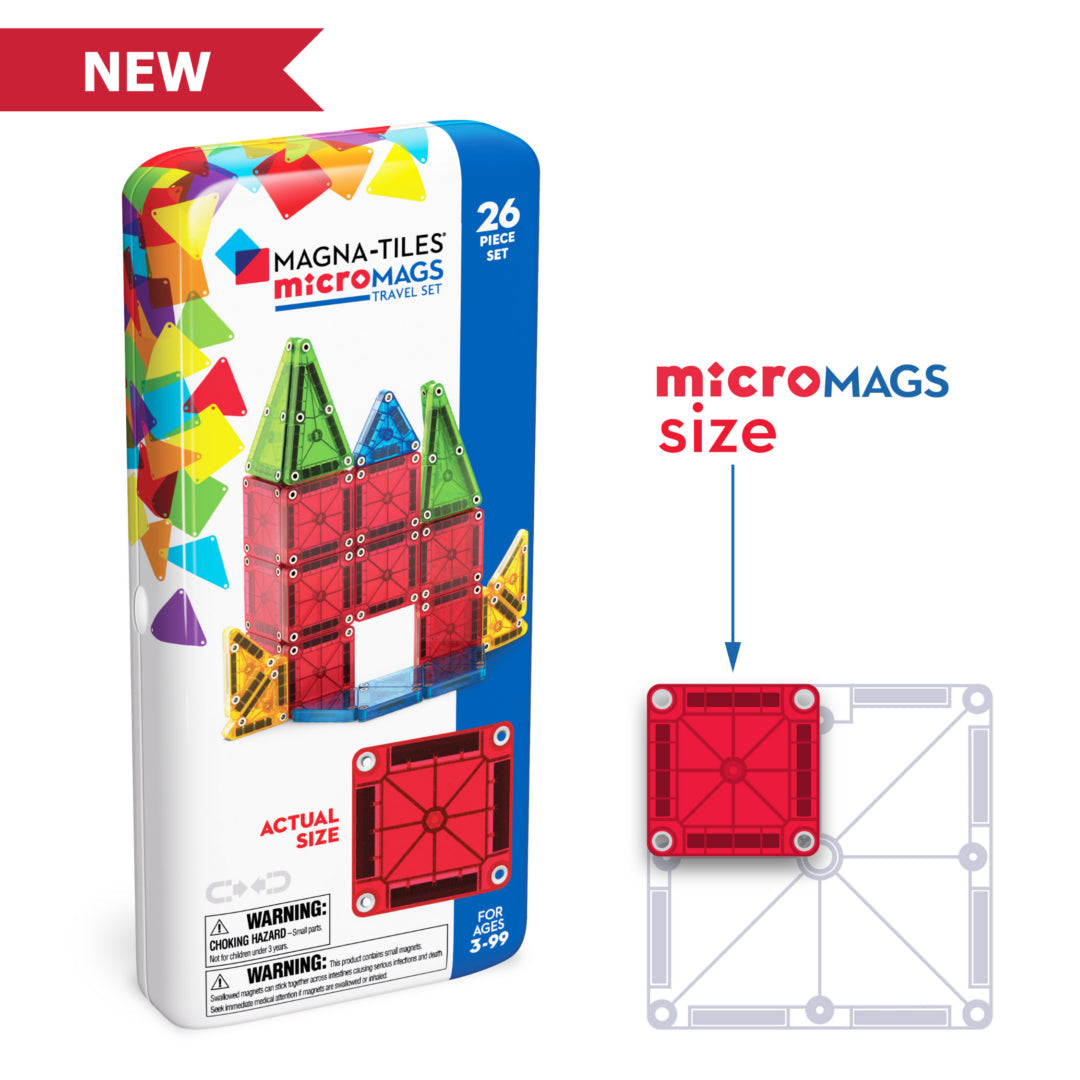 MAGNA-TILES® Magnetic Tiles | 26 Piece microMAGS Travel Set