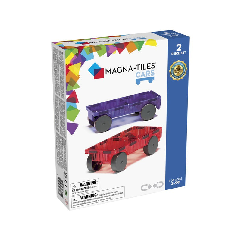 MAGNA-TILES® Magnetic Tiles | 2 Piece Purple & Red Car Set