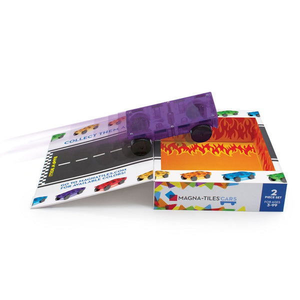 MAGNA-TILES® Magnetic Tiles | 2 Piece Purple & Red Car Set